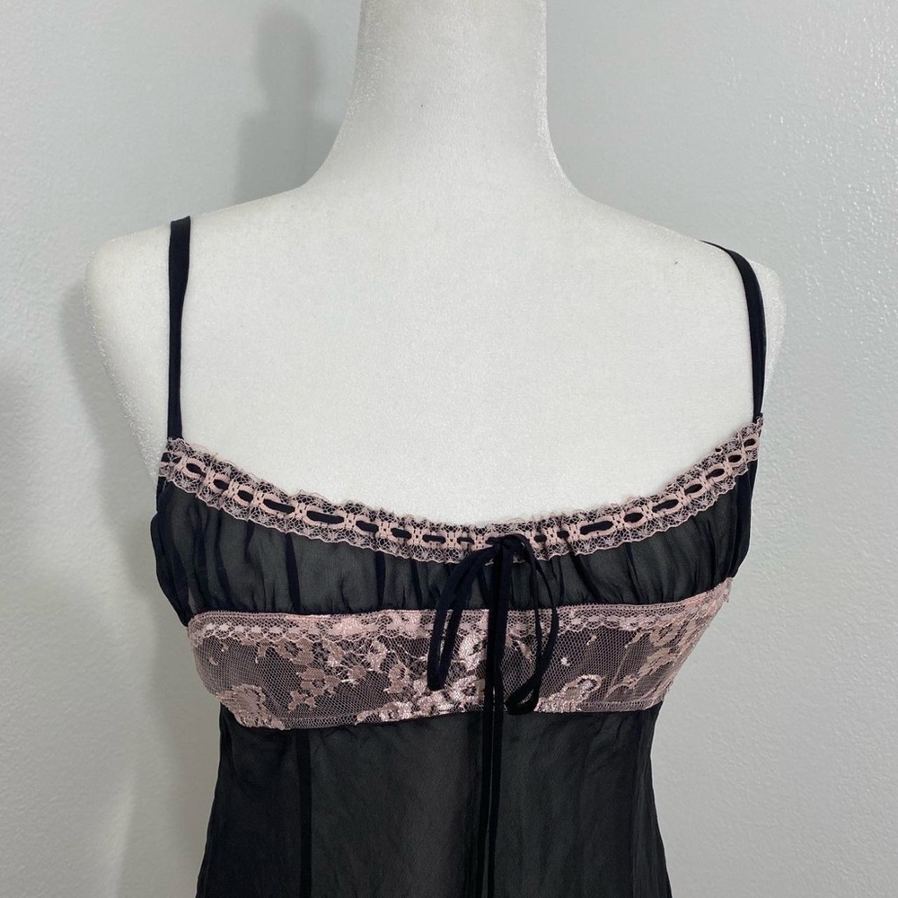 Victoria secret Romantic Black and Pink Chemise with Lace and Satin Details